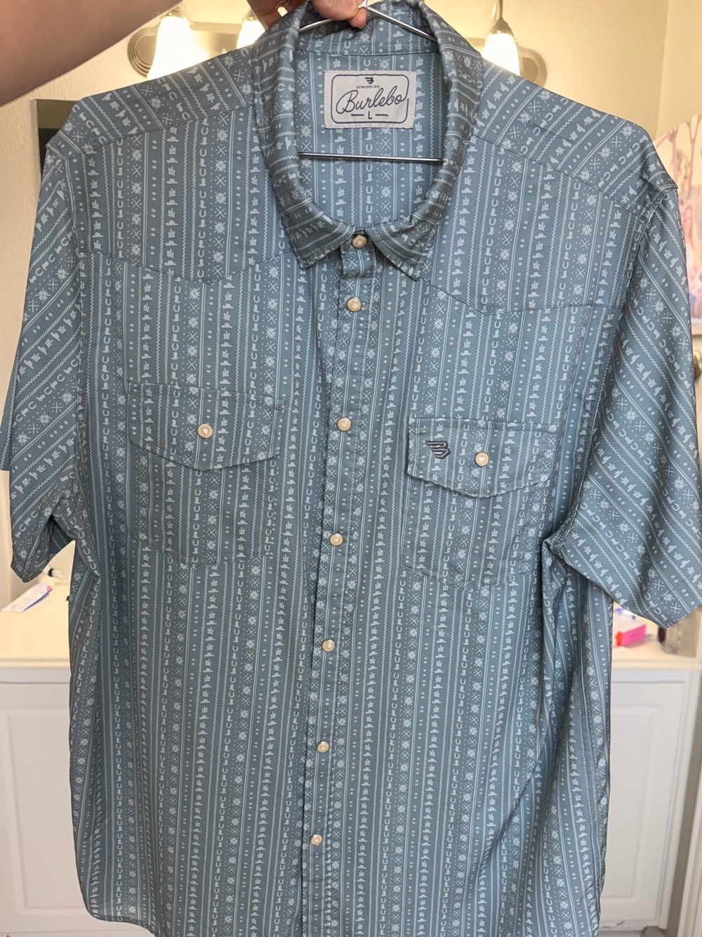 BURLEBO Light Blue Printed Casual Button-Down Shirt